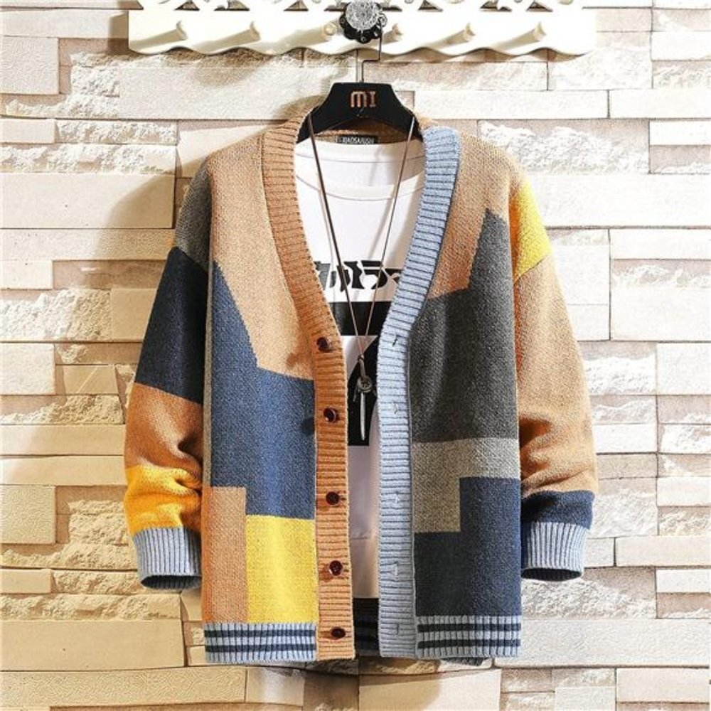 Men's Cardigan Sweater Knitted Long Sleeve Sweaters with Buttons - Picture 2 of 7